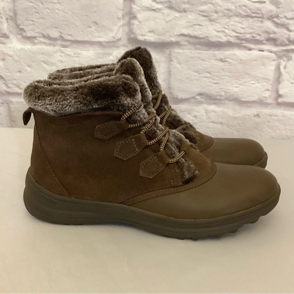 BareTraps 8.5 Augustina Suede Women's Brown Faux Fur-Lined Ankle Boots Booties